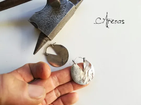 Aros Grandes textura rústica de Plata de Ley envejecidos
