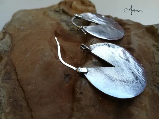 Aros Grandes textura rústica de Plata de Ley envejecidos