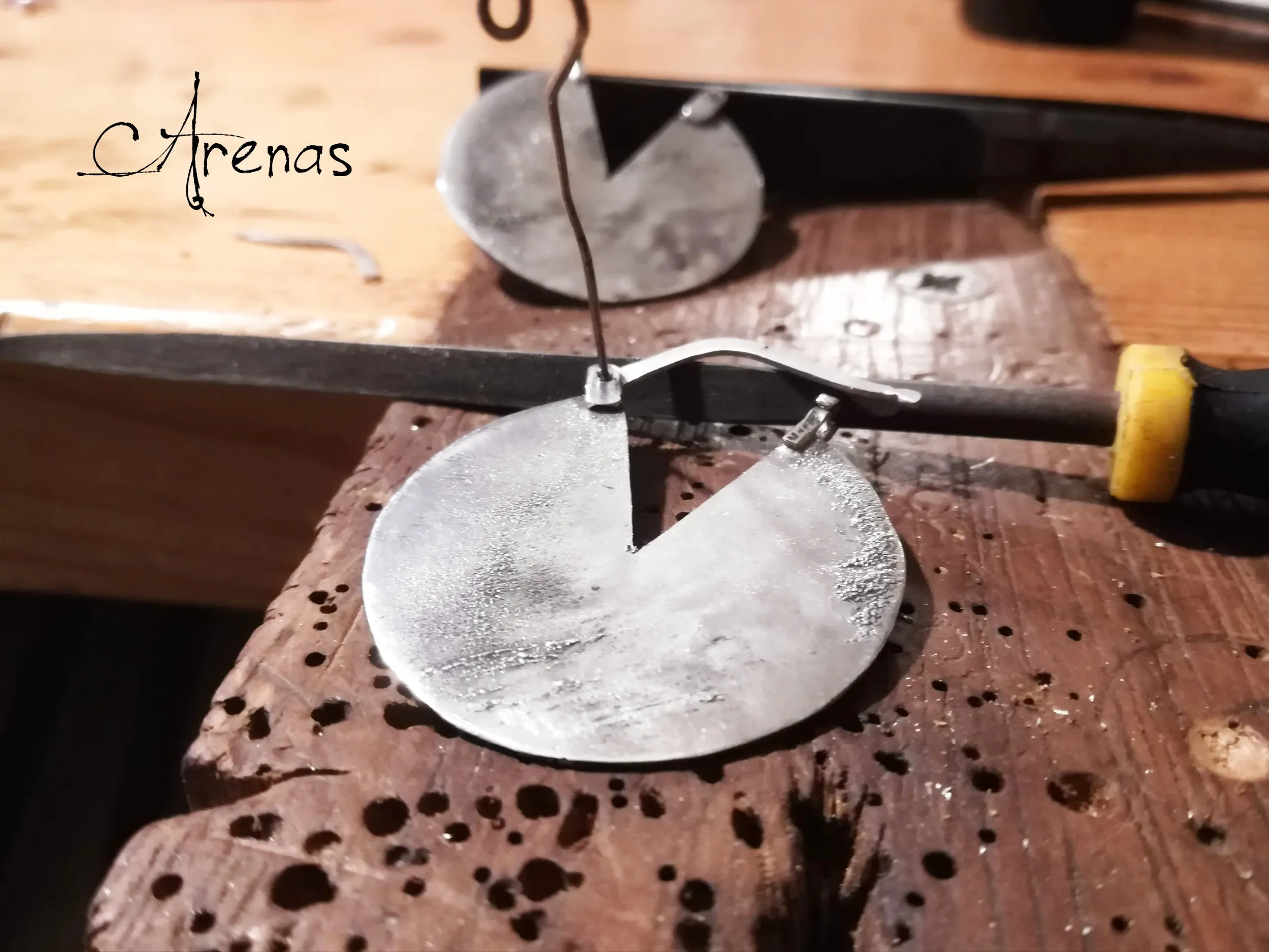 Aros Grandes textura rústica de Plata de Ley envejecidos