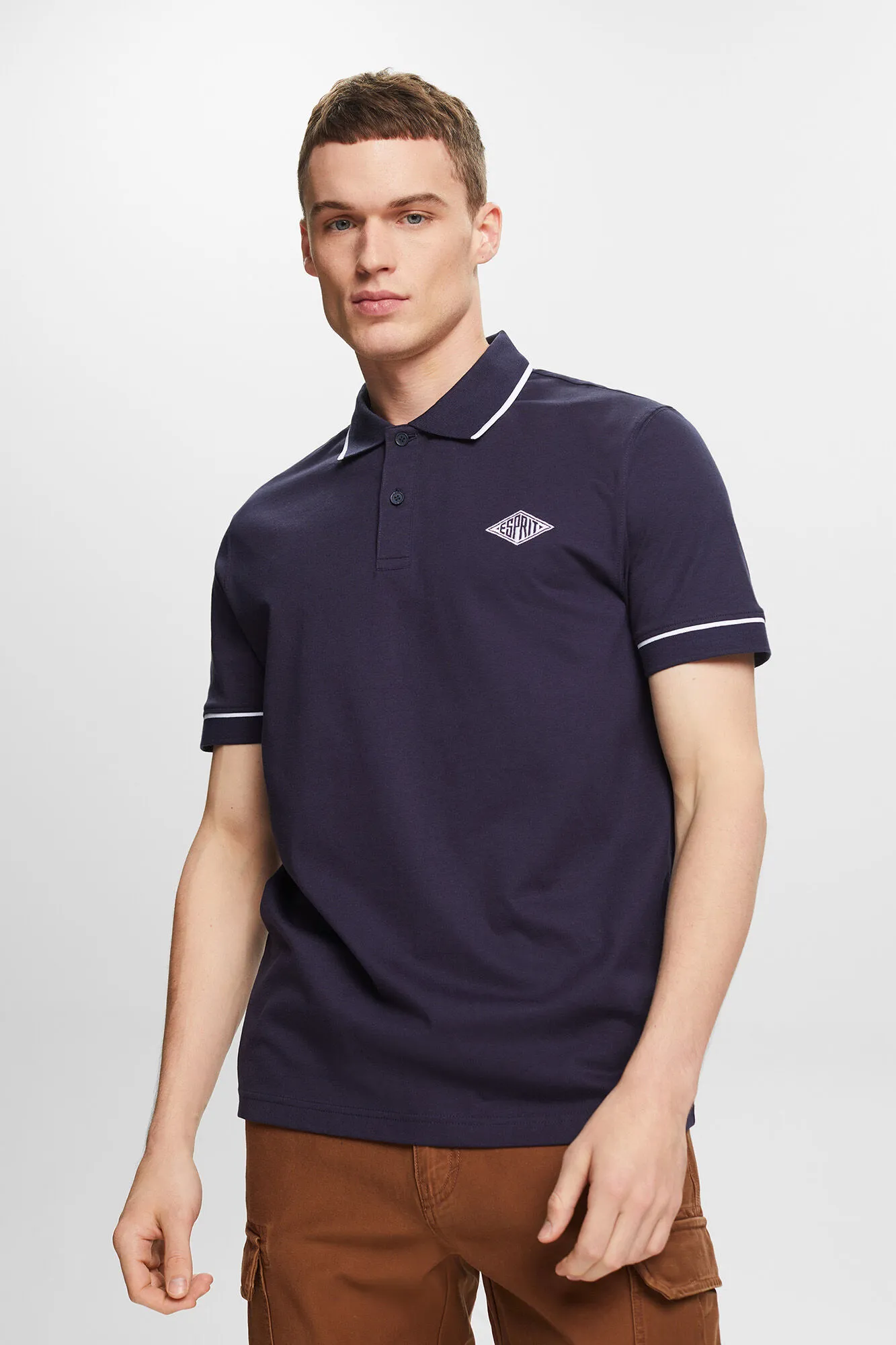 Esprit Polo slim fit liso manga corta algodón