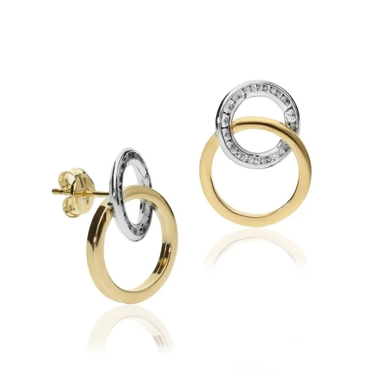 Pendientes "Casandra" Oro Bicolor 18k. y Circonitas