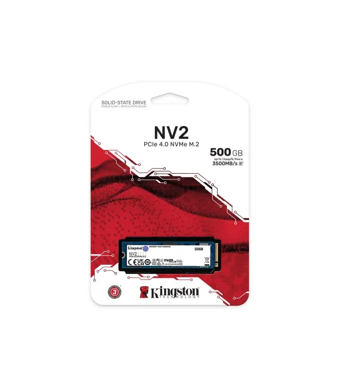 SSD KINGSTON NV2 500GB NVMe PCIE GEN4 M.2 2280, NAND 3D / TBW 160 / 3500/2100MB/s R/W SNV2S/500G